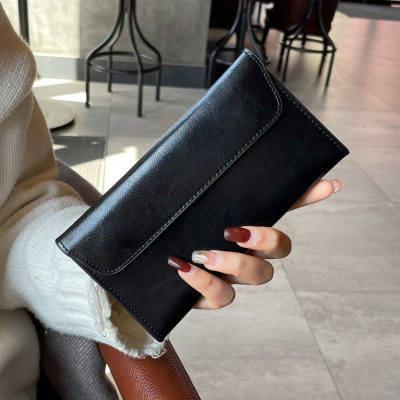 Genuine Leather Long Wallet for Women with Large Capacity