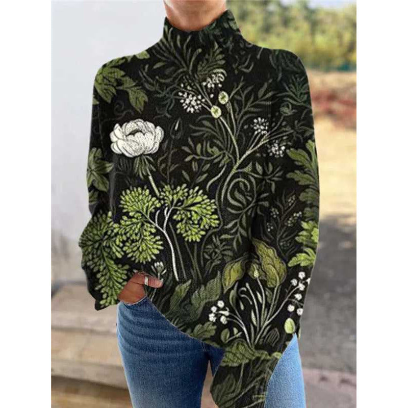 Print Women's High-Neck Faux Sweater