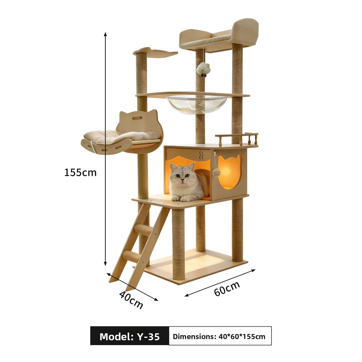 Multi-functional Cat Tree with Scratching Post and Bed