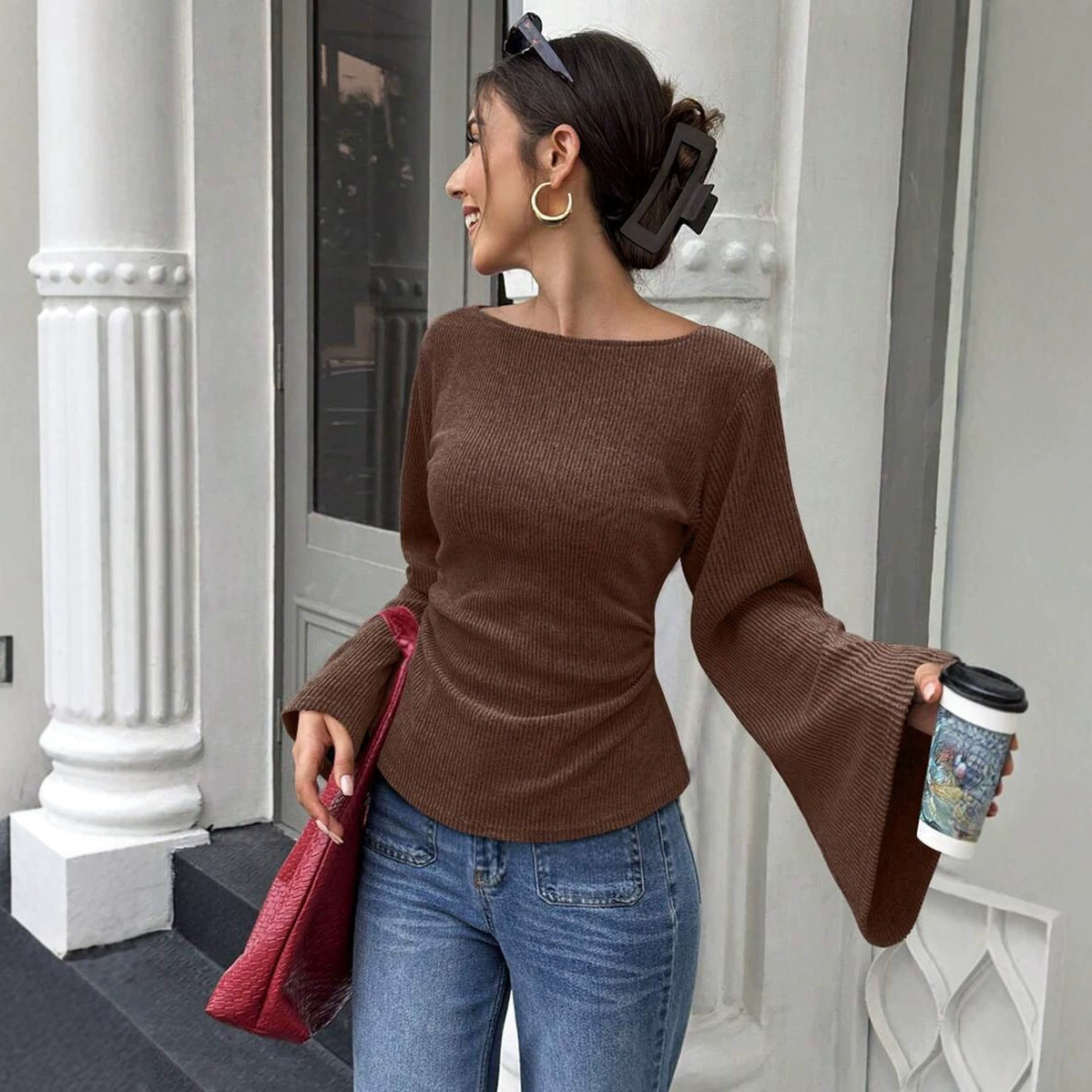 Brushed long-sleeve T-shirt