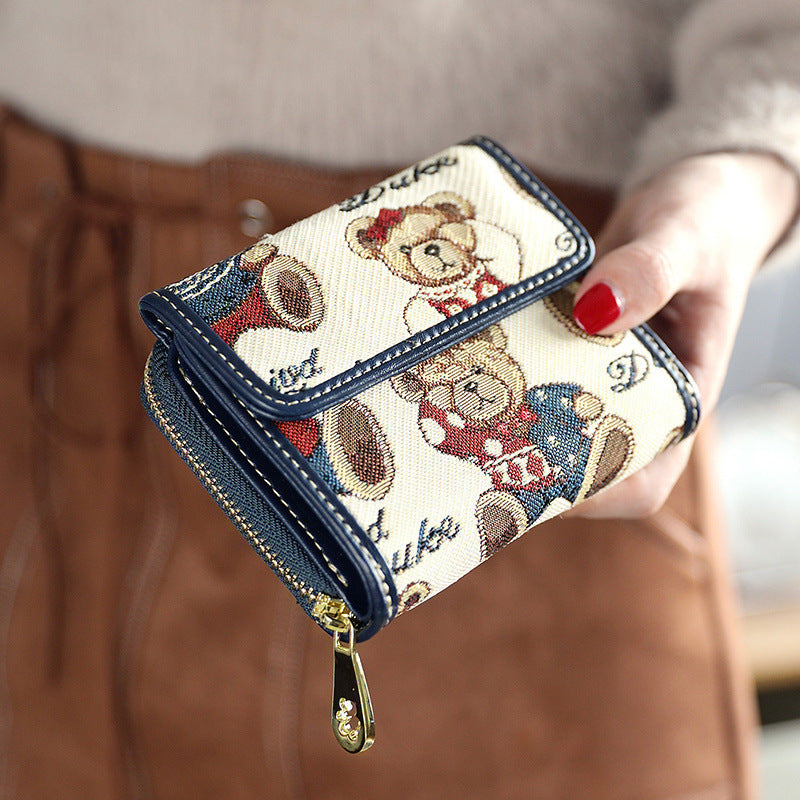 Korean Style Corduroy Folding Wallet