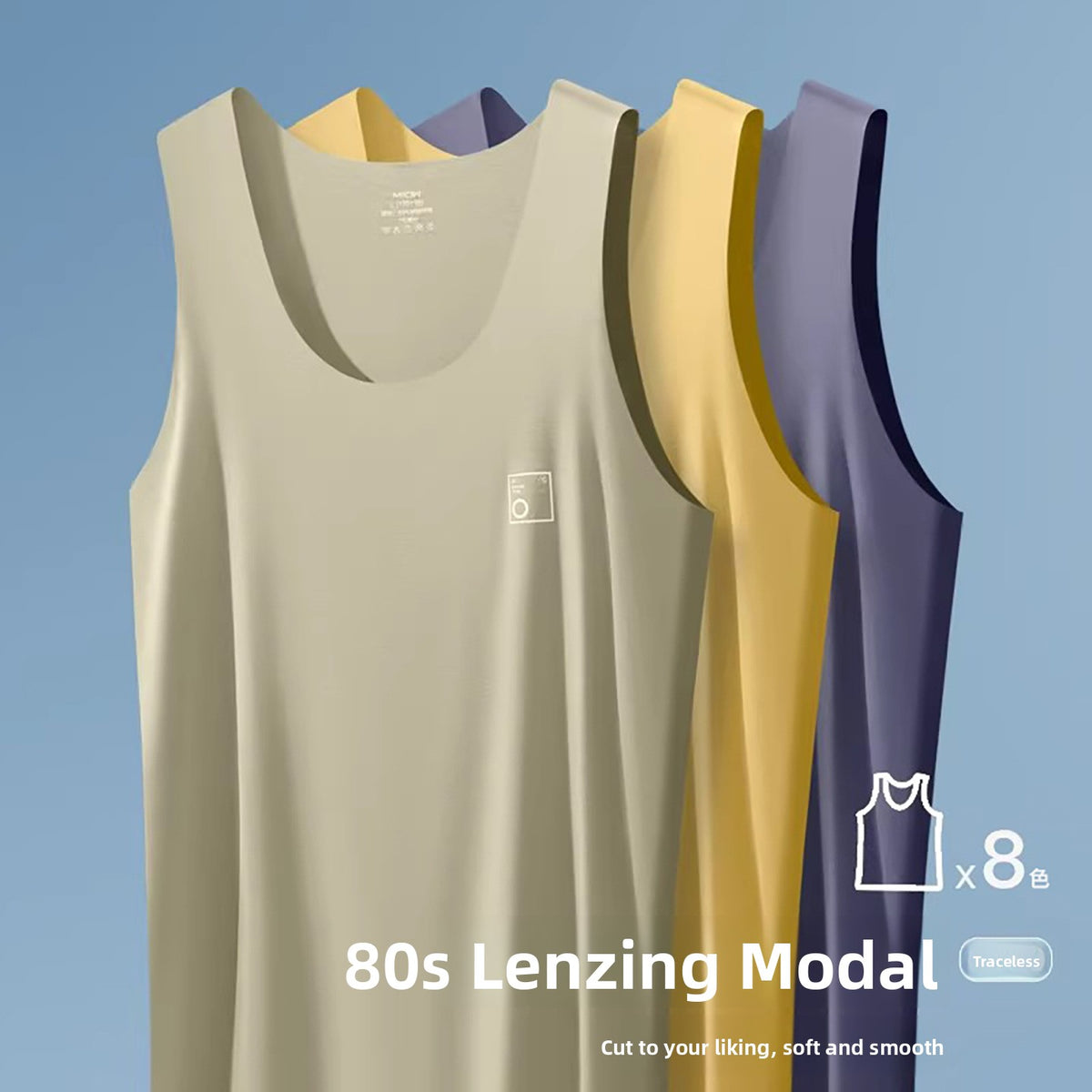 Men's Seamless Modal Tank Top Cross Strap Vest Undershirt Summer
