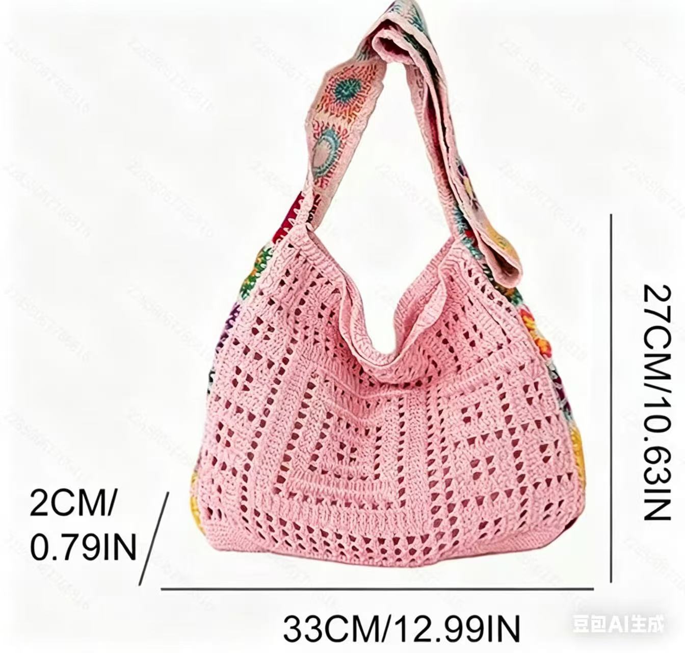 Hollow-Out Floral Knitted Bag
