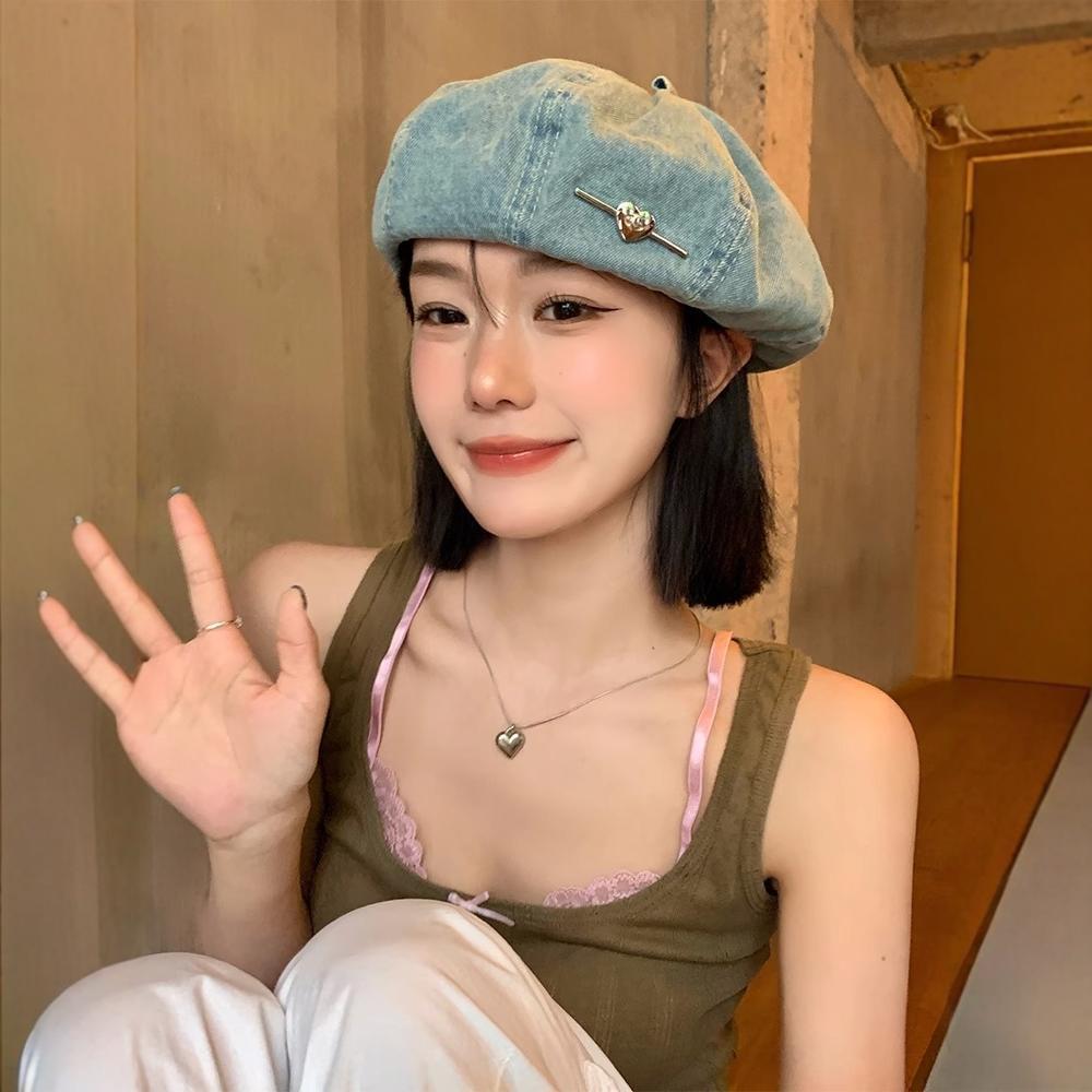 Washed Denim Newsboy Cap